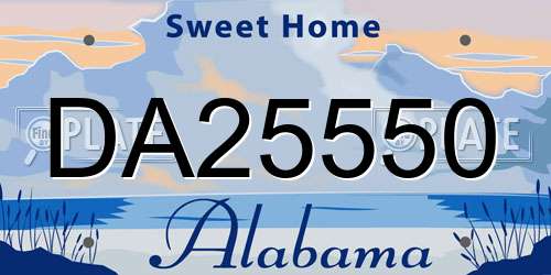 DA25550 Alabama License Plate