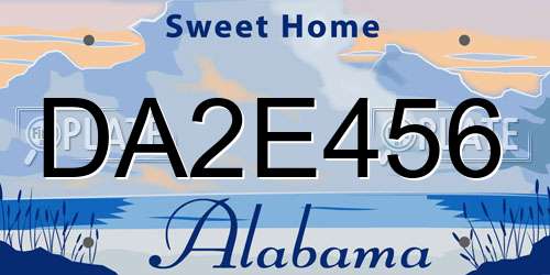 DA2E456 Alabama License Plate