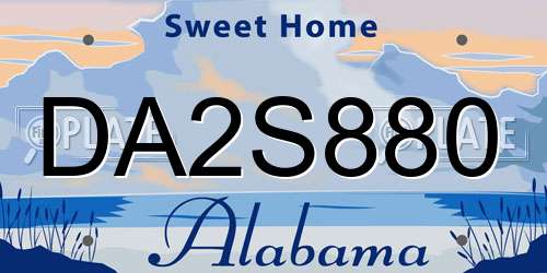 DA2S880 Alabama License Plate