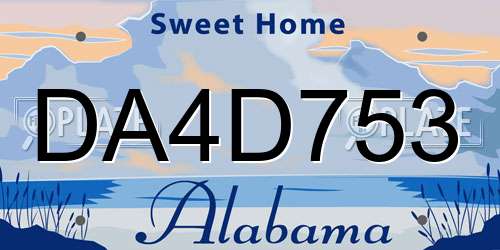 DA4D753 Alabama License Plate