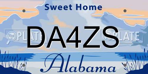 DA4ZS Alabama License Plate
