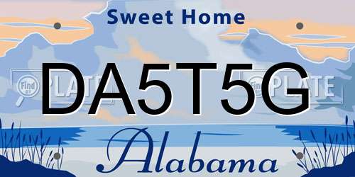 DA5T5G Alabama License Plate