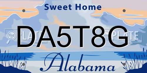 DA5T8G Alabama License Plate