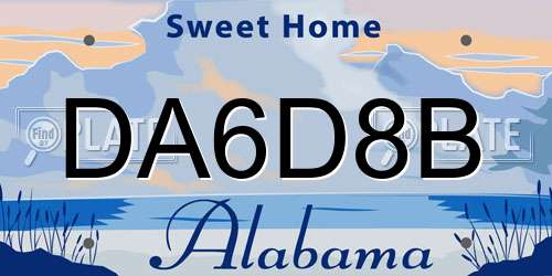 DA6D8B Alabama License Plate