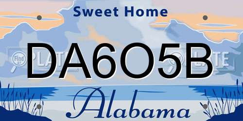 DA6O5B Alabama License Plate