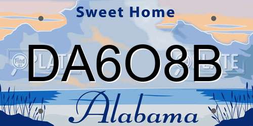 DA6O8B Alabama License Plate
