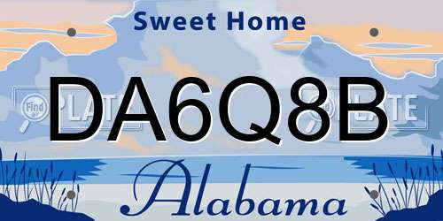 DA6Q8B Alabama License Plate