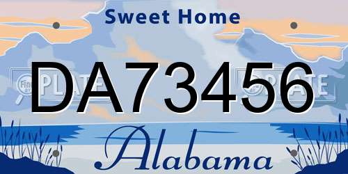DA73456 Alabama License Plate