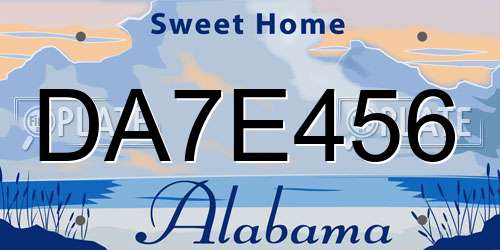 DA7E456 Alabama License Plate