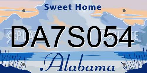 DA7S054 Alabama License Plate