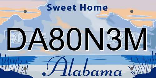 DA80N3M Alabama License Plate