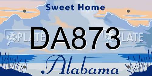 DA873 Alabama License Plate