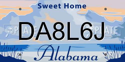 DA8L6J Alabama License Plate