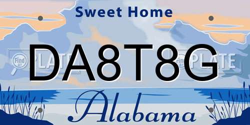 DA8T8G Alabama License Plate