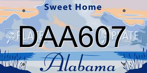DAA607 Alabama License Plate