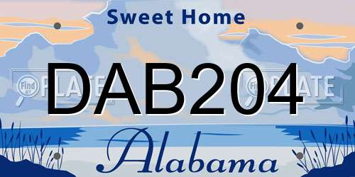 DAB204 Alabama License Plate