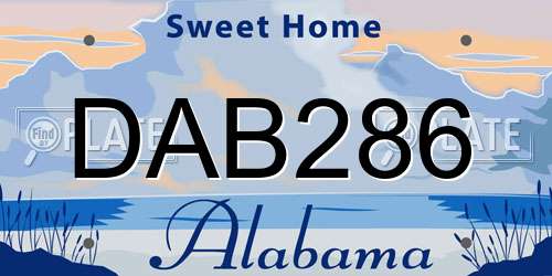 DAB286 Alabama License Plate