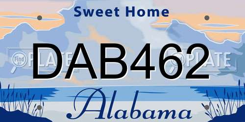 DAB462 Alabama License Plate