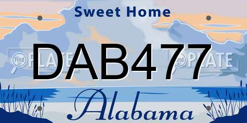 DAB477 Alabama License Plate