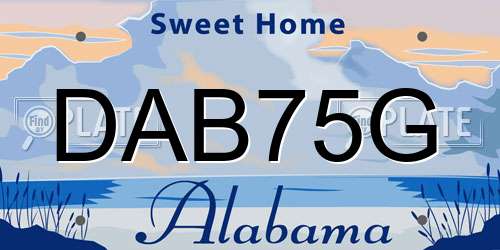 DAB75G Alabama License Plate