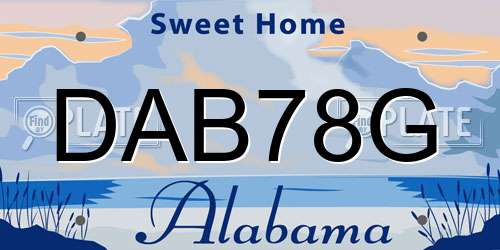 DAB78G Alabama License Plate