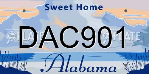 DAC901 Alabama License Plate