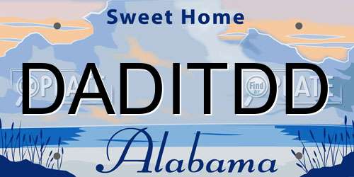 DADITDD Alabama License Plate