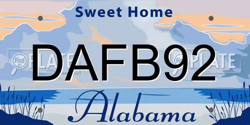 DAFB92 Alabama License Plate