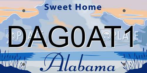 DAG0AT1 Alabama License Plate