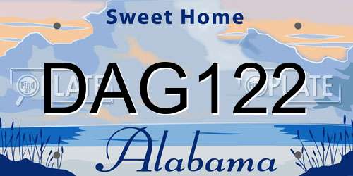 DAG122 Alabama License Plate
