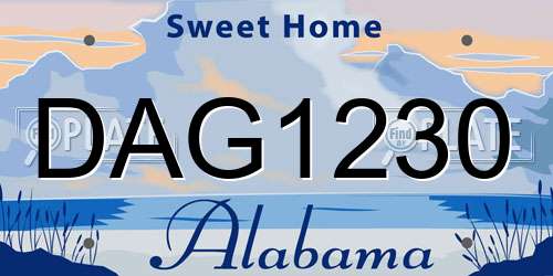 DAG1230 Alabama License Plate