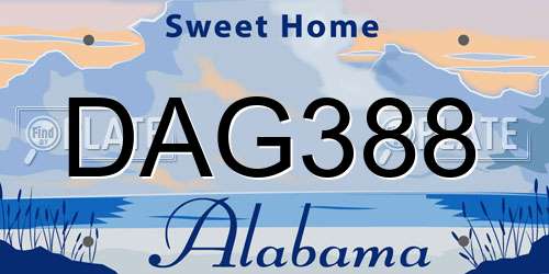 DAG388 Alabama License Plate