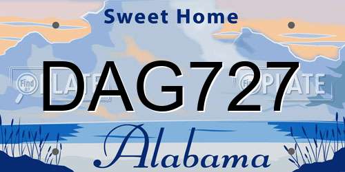 DAG727 Alabama License Plate