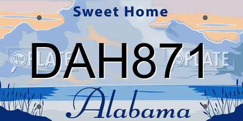 DAH871 Alabama License Plate