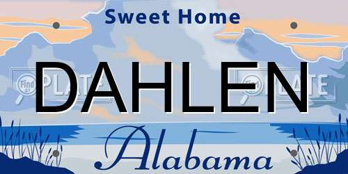 DAHLEN Alabama License Plate