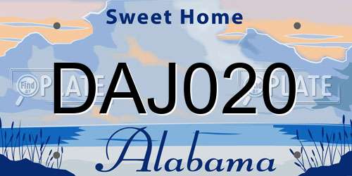 DAJ020 Alabama License Plate