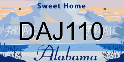 DAJ110 Alabama License Plate