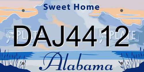 DAJ4412 Alabama License Plate