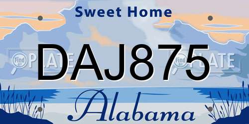 DAJ875 Alabama License Plate