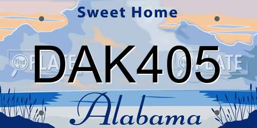 DAK405 Alabama License Plate