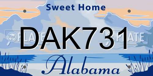 DAK731 Alabama License Plate