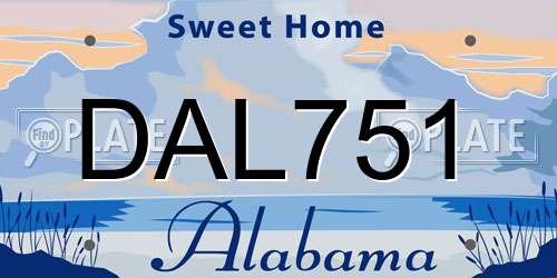 DAL751 Alabama License Plate