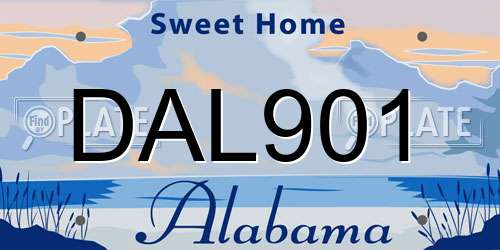 DAL901 Alabama License Plate