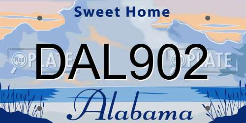 DAL902 Alabama License Plate