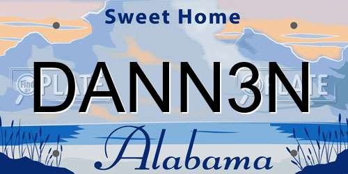 DANN3N Alabama License Plate
