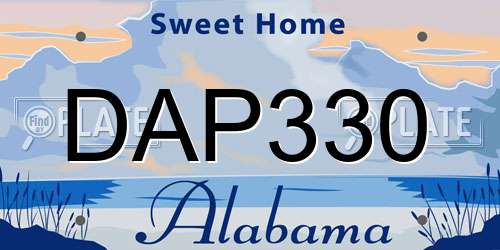 DAP330 Alabama License Plate