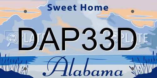 DAP33D Alabama License Plate