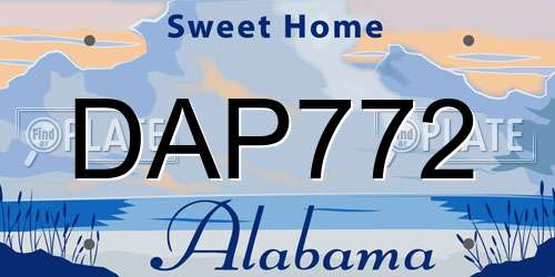 DAP772 Alabama License Plate