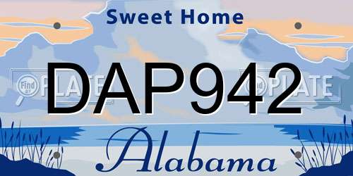 DAP942 Alabama License Plate