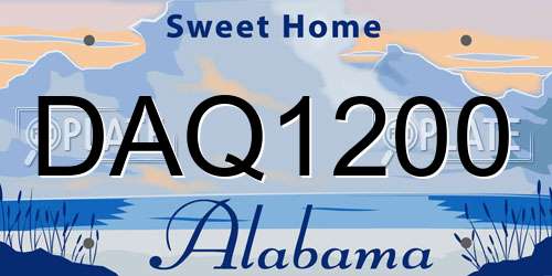 DAQ1200 Alabama License Plate